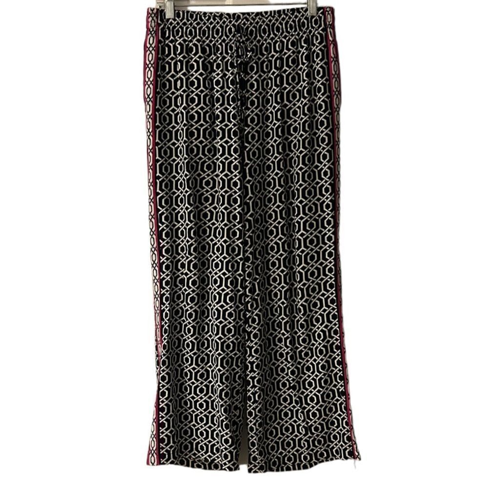 Crown & Ivy Rayon Print Black White Pull On Pants Size Medium